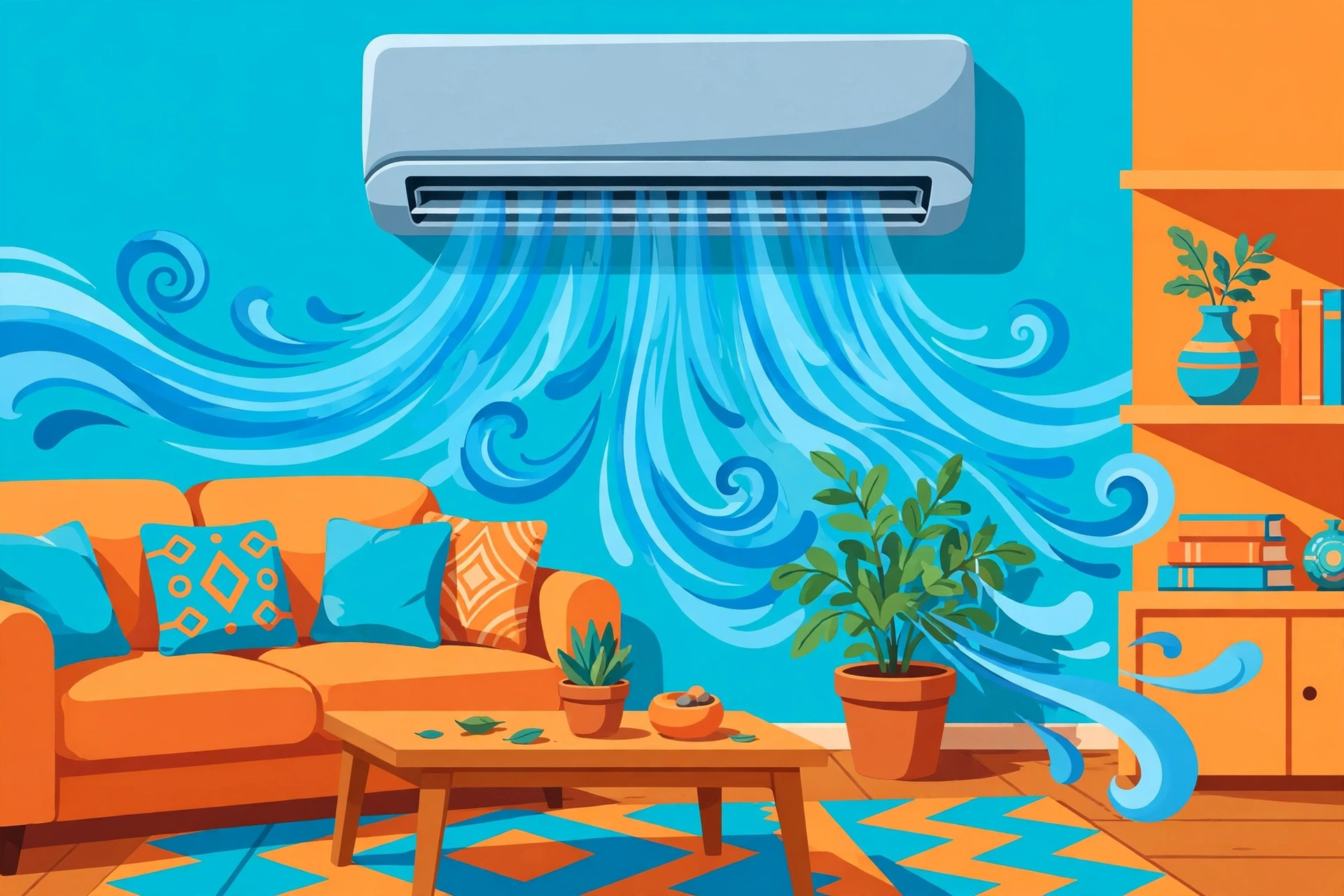 Cool refreshing airflow circulating through a bright comfortable home